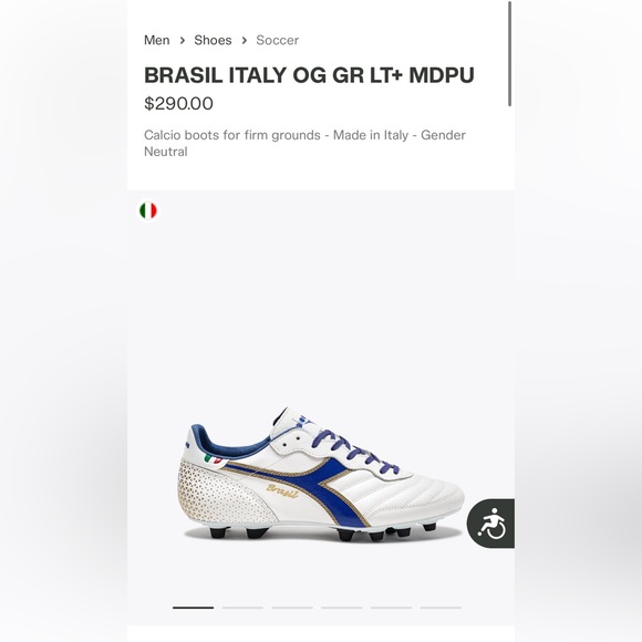 Diadora Brazil Italy OG GR LT+ MDPU men’s soccer cleats 8.5 Italian leather - Picture 2 of 7